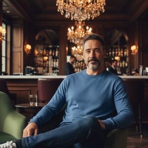 Theory Mens Gaskell NL Anemone Blue Long Sleeve Crewneck Sweater Size Small